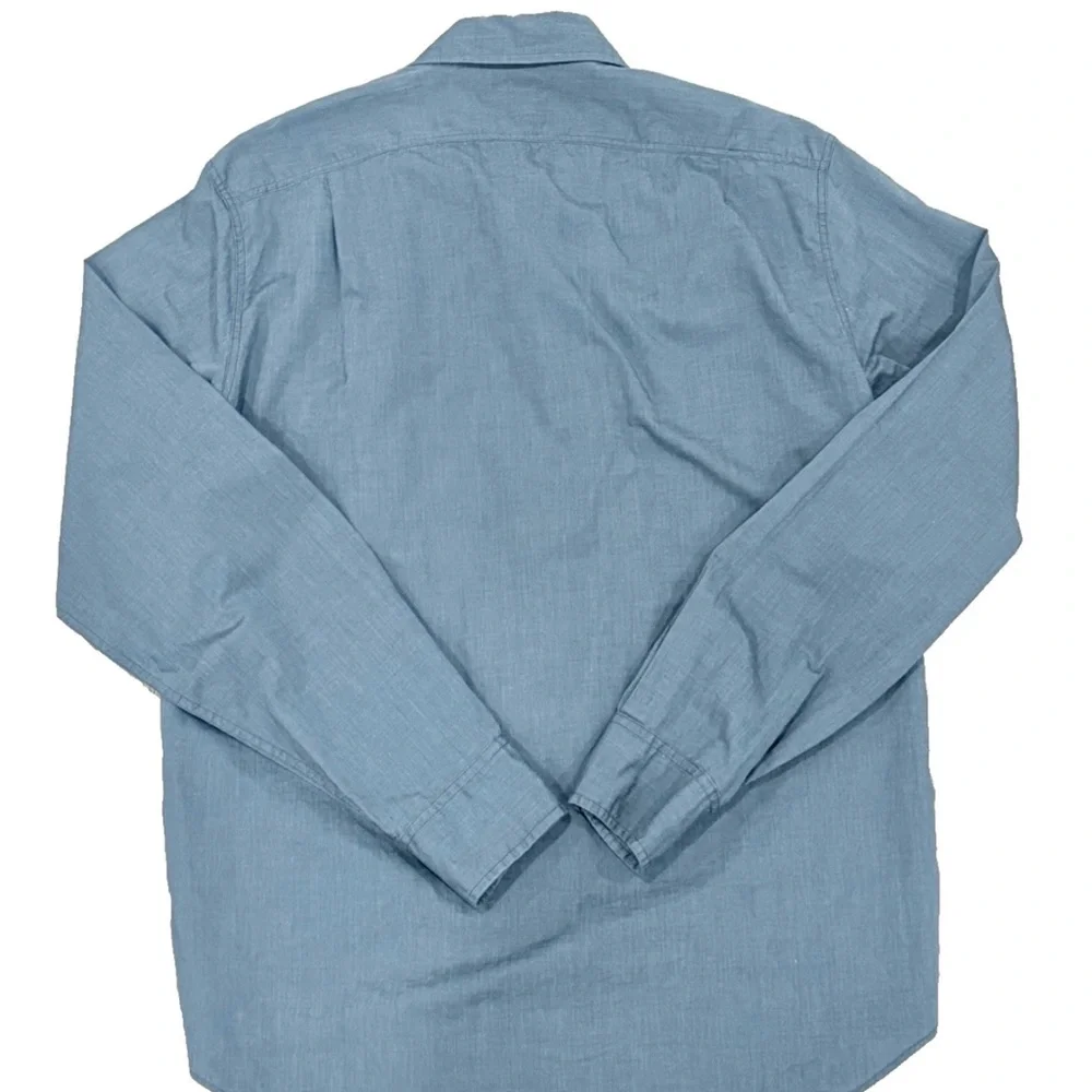 J. Crew Mens Size Med Gray 100% Cotton Long Sleeve Button Down Workshirt Classic